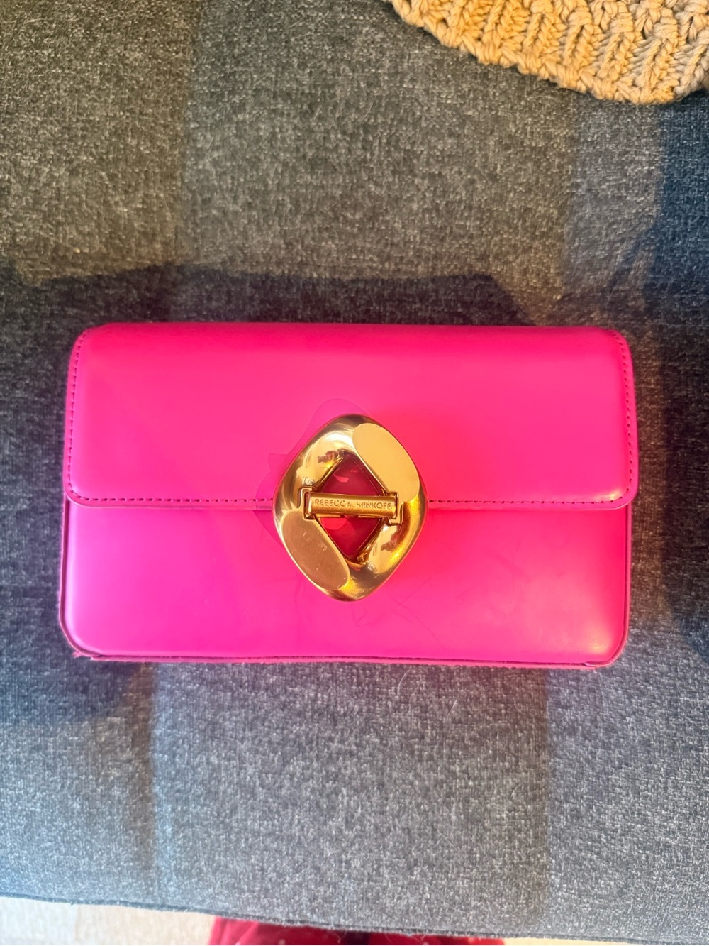 Rebecca Minkoff Hot Pink Leather Turnlock Clutch